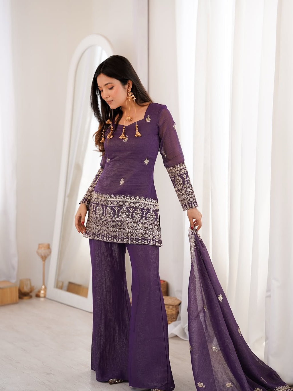 JINAL SHORT KURTI PALAZZO SET