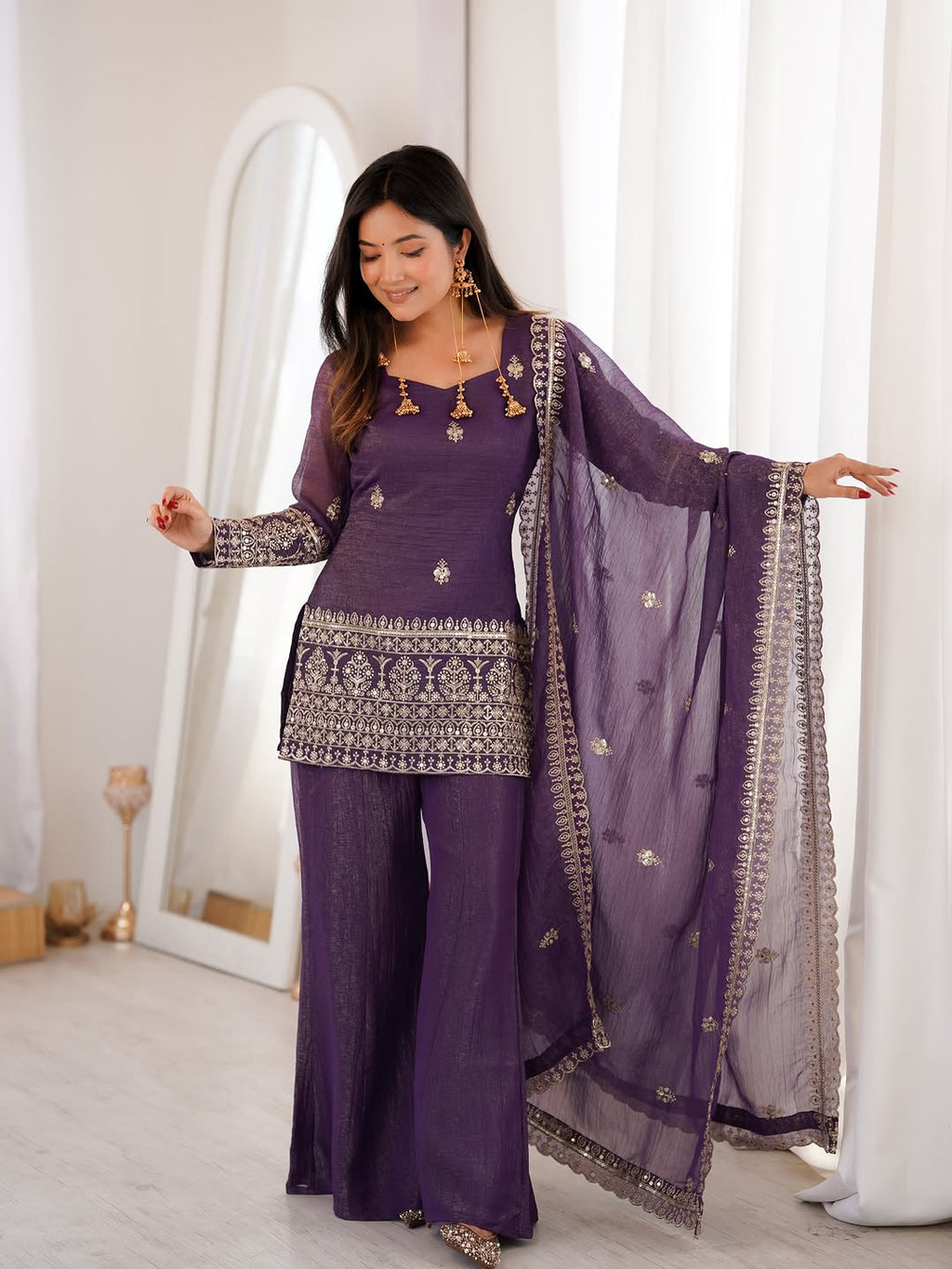 JINAL SHORT KURTI PALAZZO SET