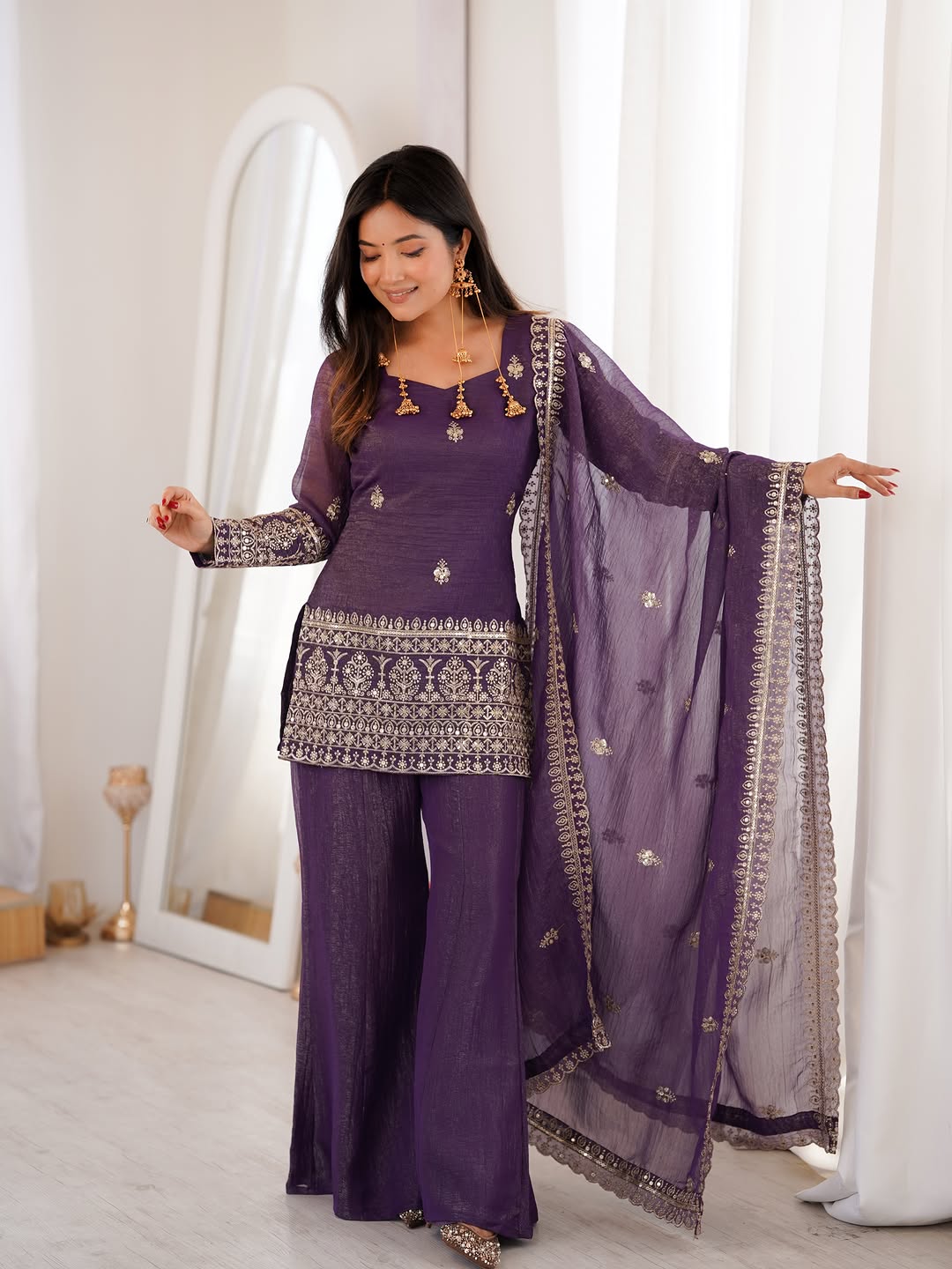 JINAL SHORT KURTI PALAZZO SET