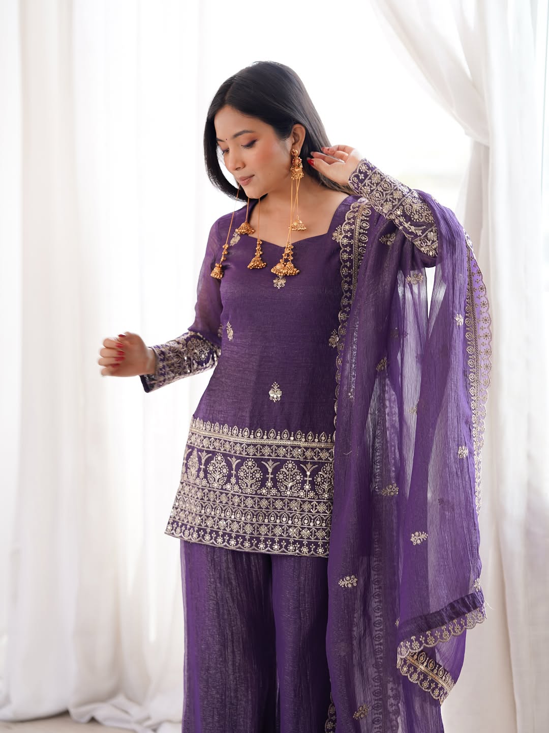JINAL SHORT KURTI PALAZZO SET