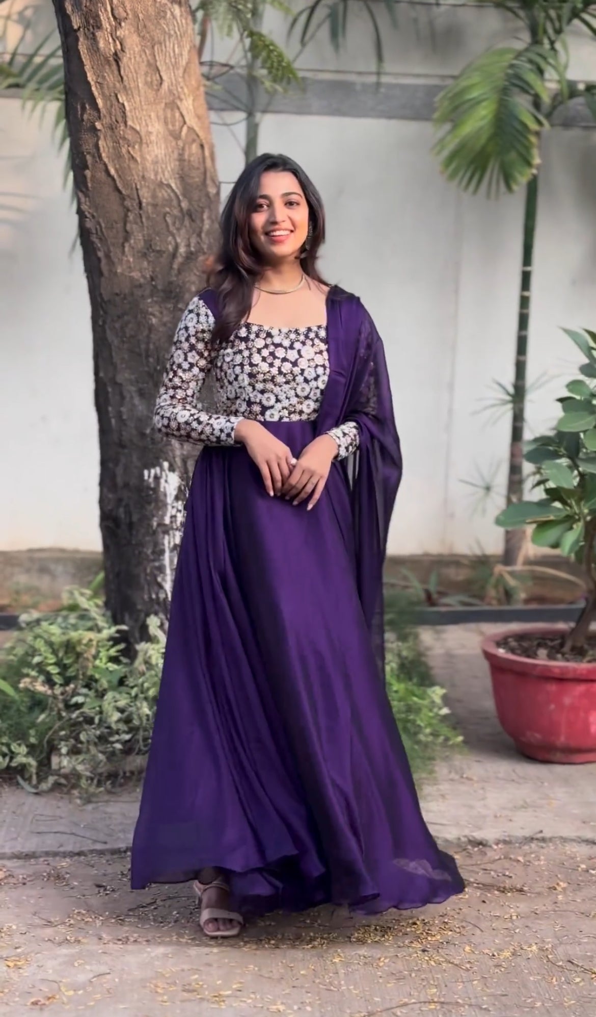Lata Women Gown With Embroidery Dupatta